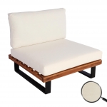 Poltrona sedia da esterno giardino elegante HWC-H54 legno acacia alluminio marrone con cuscini avorio bianco
