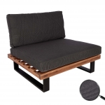 Poltrona sedia da esterno giardino elegante HWC-H54 legno acacia alluminio marrone con cuscini grigio scuro