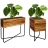 Set 2x vasi alti fioriera per piante HWC-L25 acciaio legno acacia legno naturale