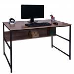 Scrivania tavolo tavolino ufficio HWC-K80 metallo MDF melaminico 120x60cm grigio marrone