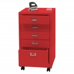 Cassettiera armadietto ufficio con ruote HWC-L49 acciaio 5 cassetti 75x40x41cm rosso
