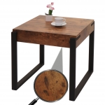 Tavolino quadrato da salotto HWC-L53 51x50x54cm ferro verniciato MDF effetto legno