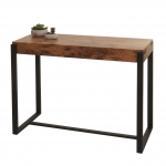 Scrivania consolle tavolo da salotto HWC-L53 81x100x40cm ferro verniciato MDF effetto legno