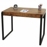 Scrivania consolle tavolo da salotto HWC-L53 80x100x54cm ferro verniciato MDF effetto legno