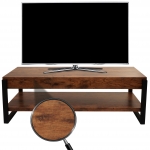 Porta TV Lowboard da salotto HWC-L53 42x120x44cm ferro verniciato MDF effetto legno