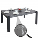 Tavolo sala da pranzo cucina HWC-L53 76x140x80cm ferro verniciato MDF effetto marmo grigio