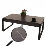 Tavolino tavolo da divano salotto HWC-L53 43x110x64cm ferro verniciato MDF effetto marmo