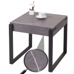 Tavolino quadrato da salotto HWC-L53 51x50x54cm ferro verniciato MDF effetto marmo grigio