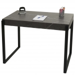 Scrivania consolle tavolo da salotto HWC-L53 80x100x54cm ferro verniciato MDF effetto marmo