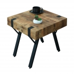 Tavolino tavolo quadrato da salotto HWC-L54 50x50x50cm ferro verniciato MDF effetto legno