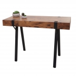 Scrivania consolle tavolo HWC-L54 75x100x40cm ferro verniciato MDF effetto legno