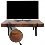 Tavolo porta TV lowboard HWC-L54 42x120x40cm ferro verniciato MDF effetto legno