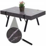 Tavolo tavolino da salotto divano HWC-L54 43x110x60cm ferro verniciato MDF effetto marmo grigio