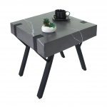 Tavolino tavolo quadrato da salotto HWC-L54 50x50x50cm ferro verniciato MDF effetto marmo grigio