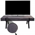 Tavolo porta TV lowboard HWC-L54 42x120x40cm ferro verniciato MDF effetto marmo grigio