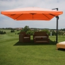 Ombrellone parasole decentrato HWC-A96 3,5x3,5m alluminio con volante arancio senza base
