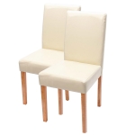 Set 2x sedie Littau ecopelle soggiorno cucina sala da pranzo 56x43x90cm avorio piedi chiari