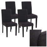 Set 4x sedie Littau tessuto soggiorno cucina sala da pranzo 43x56x90cm nero piedi scuri