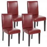 Set 4x sedie Littau ecopelle opaca soggiorno cucina sala da pranzo 43x56x90cm rosso piedi scuri