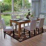 Set 6x sedie Littau ecopelle soggiorno cucina sala da pranzo 56x43x90cm bianco piedi scuri