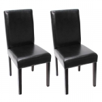 Set 2x sedie Littau pelle per sala da pranzo 43x56x90cm nero piedi scuri