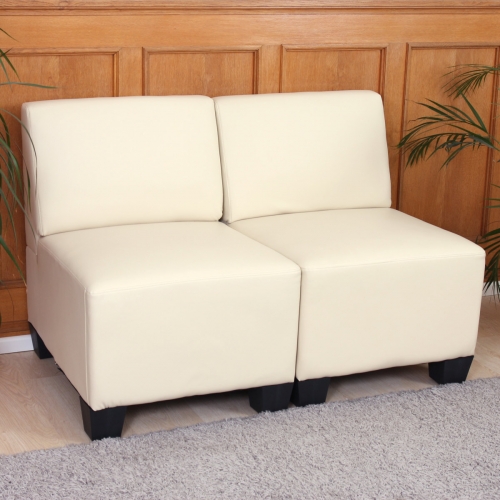 Salotto modulare componibile lounge moderno Lione N71 ecopelle divano 2 posti senza braccioli avorio