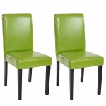 Set 2x sedie Littau ecopelle opaca soggiorno cucina sala da pranzo 56x43x90cm verde piedi scuri