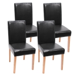 Set 4x sedie Littau ecopelle soggiorno cucina sala da pranzo 43x56x90cm nero piedi chiari
