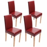 Set 4x sedie Littau pelle soggiorno cucina sala da pranzo 43x56x90cm rosso piedi chiari