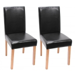 Set 2x sedie Littau ecopelle soggiorno cucina sala da pranzo 56x43x90cm nero piedi chiari