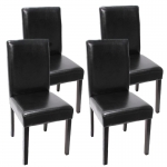 Set 4x sedie Littau pelle soggiorno cucina sala da pranzo 43x56x90cm nero piedi scuri