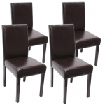 Set 4x sedie Littau pelle soggiorno cucina sala da pranzo 43x56x90cm marrone piedi scuri
