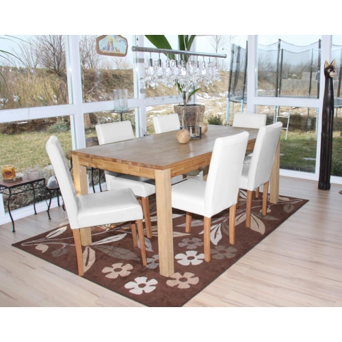 Set 6x sedie Littau pelle soggiorno cucina sala da pranzo 43x56x90cm bianco piedi chiari