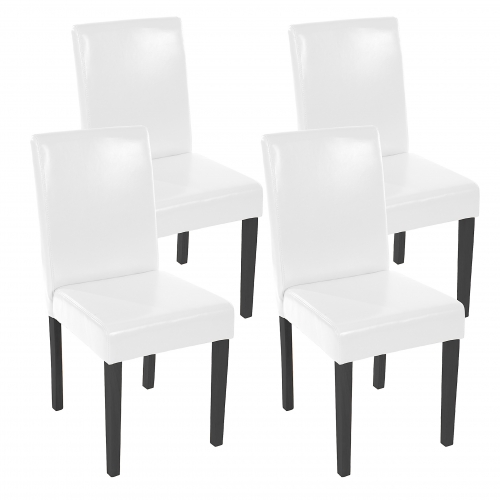 Set 4x sedie Littau pelle soggiorno cucina sala da pranzo 43x56x90cm bianco piedi scuri