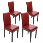 Set 4x sedie Littau pelle soggiorno cucina sala da pranzo 43x56x90cm rosso piedi scuri