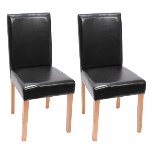 Set 2x sedie Littau pelle soggiorno cucina sala da pranzo 43x56x90cm nero piedi chiari