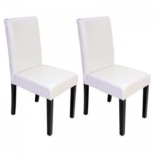 Set 2x sedie Littau pelle soggiorno cucina sala da pranzo 43x56x90cm bianco piedi scuri