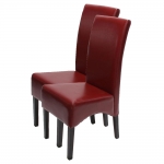 Set 2x sedie Latina pelle per sala da pranzo rosso gambe scure