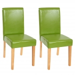 Set 2x sedie Littau ecopelle opaca soggiorno cucina sala da pranzo 56x43x90cm verde piedi chiari