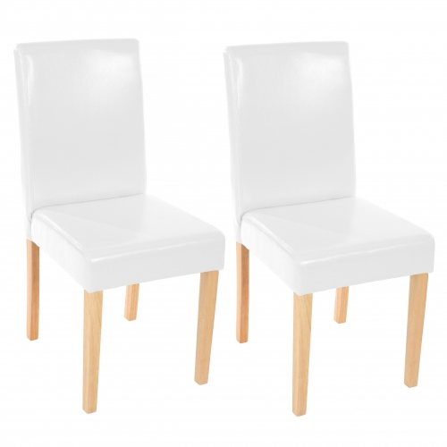 Set 2x sedie Littau pelle soggiorno cucina sala da pranzo 43x56x90cm bianco piedi chiari