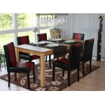 Set 6x sedie Littau ecopelle soggiorno cucina sala da pranzo 56x43x90cm nero e rosso piedi scuri