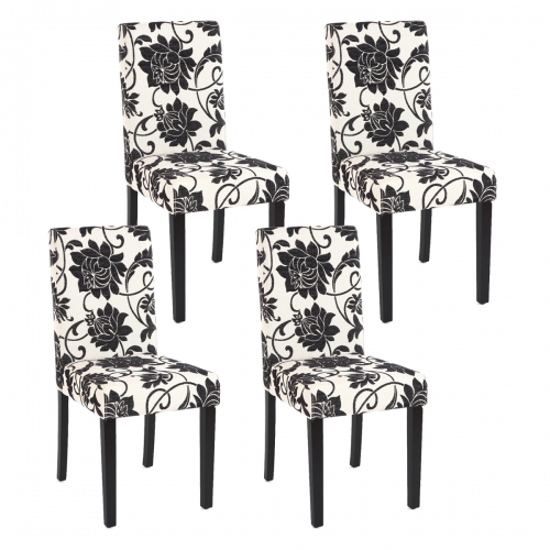 Set 4x sedie Littau tessuto soggiorno cucina sala da pranzo 43x56x90cm fiori piedi scuri